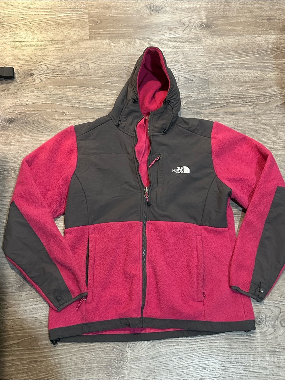 The North Face Fleece Hooded Jacket Fuchsia Black Women’s Size M No Size Tag - Picture 2 of 10